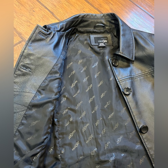Nice! East 5th genuine leather black coat jacket women’s large button down - Picture 4 of 16
